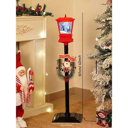 3.5 feet Santa with Kids Snowfall Lamp Post Christmas Decor