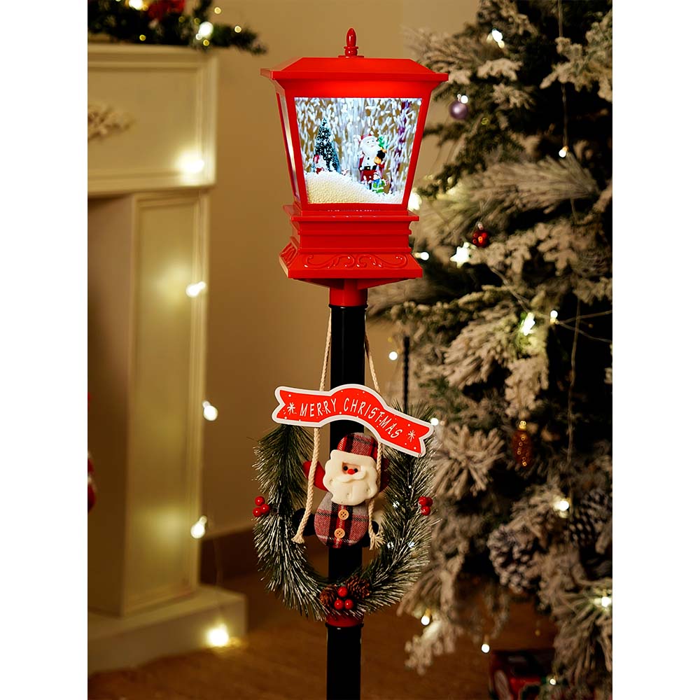 3.5 feet Santa with Kids Snowfall Lamp Post Christmas Decor