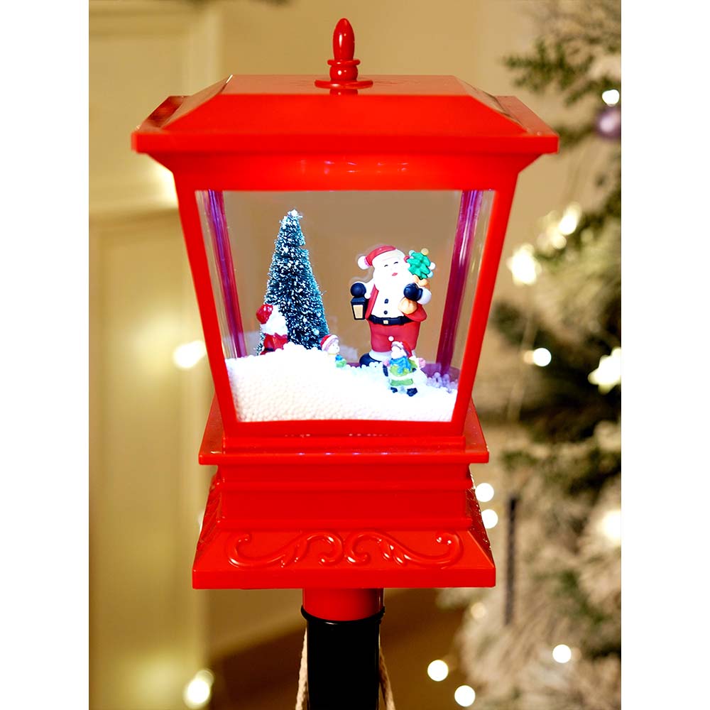 3.5 feet Santa with Kids Snowfall Lamp Post Christmas Decor