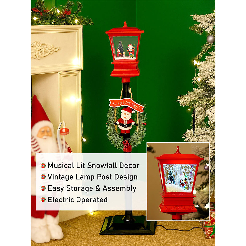 3.5 feet Santa with Kids Snowfall Lamp Post Christmas Decor