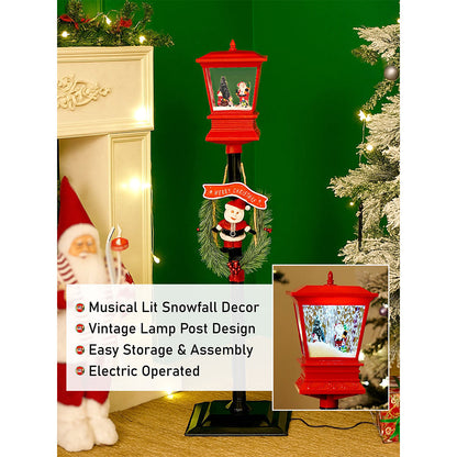 3.5 feet Santa with Kids Snowfall Lamp Post Christmas Decor