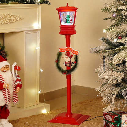 3.5 feet Santa with Tree & Deer Snowfall Lamp Post Christmas Decor