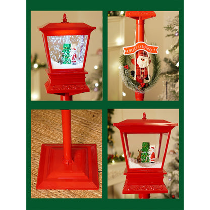 3.5 feet Santa with Tree & Deer Snowfall Lamp Post Christmas Decor
