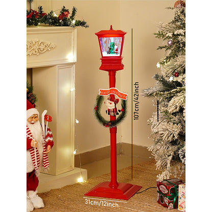 3.5 feet Santa with Tree & Deer Snowfall Lamp Post Christmas Decor
