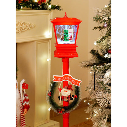 3.5 feet Santa with Tree & Deer Snowfall Lamp Post Christmas Decor