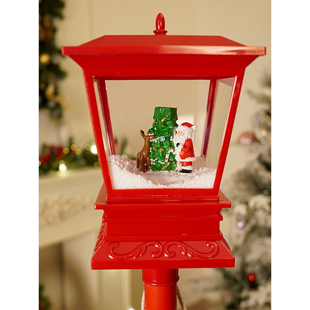 3.5 feet Santa with Tree & Deer Snowfall Lamp Post Christmas Decor