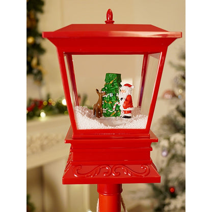 3.5 feet Santa with Tree & Deer Snowfall Lamp Post Christmas Decor