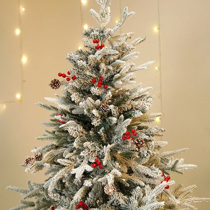 5.9 feet  Snow Cherry thick rounded Leaf, Dense Christmas Tree, with free 6 Big size Knitted Ornaments, 180 cm with 850 Branch tips Xmas Décor