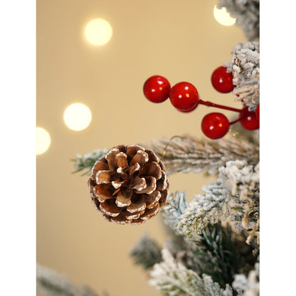 5.9 feet  Snow Cherry thick rounded Leaf, Dense Christmas Tree, with free 6 Big size Knitted Ornaments, 180 cm with 850 Branch tips Xmas Décor