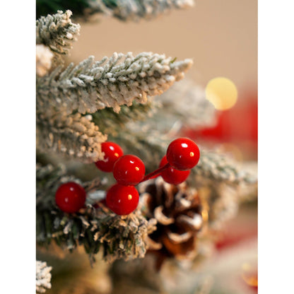 5.9 feet  Snow Cherry thick rounded Leaf, Dense Christmas Tree, with free 6 Big size Knitted Ornaments, 180 cm with 850 Branch tips Xmas Décor