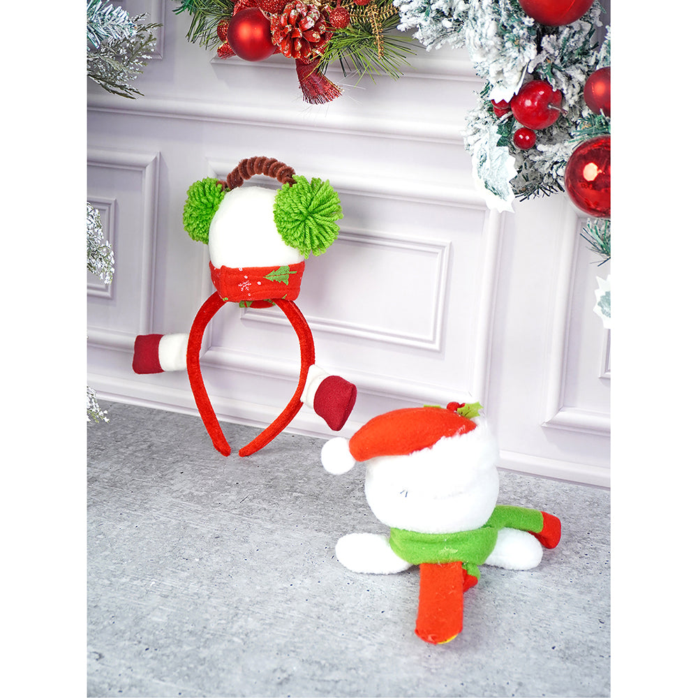 2pcs 3d Snowman Christmas Hairband and Snowman Wrist Band Combo set for Kids and Adults (Free Size)