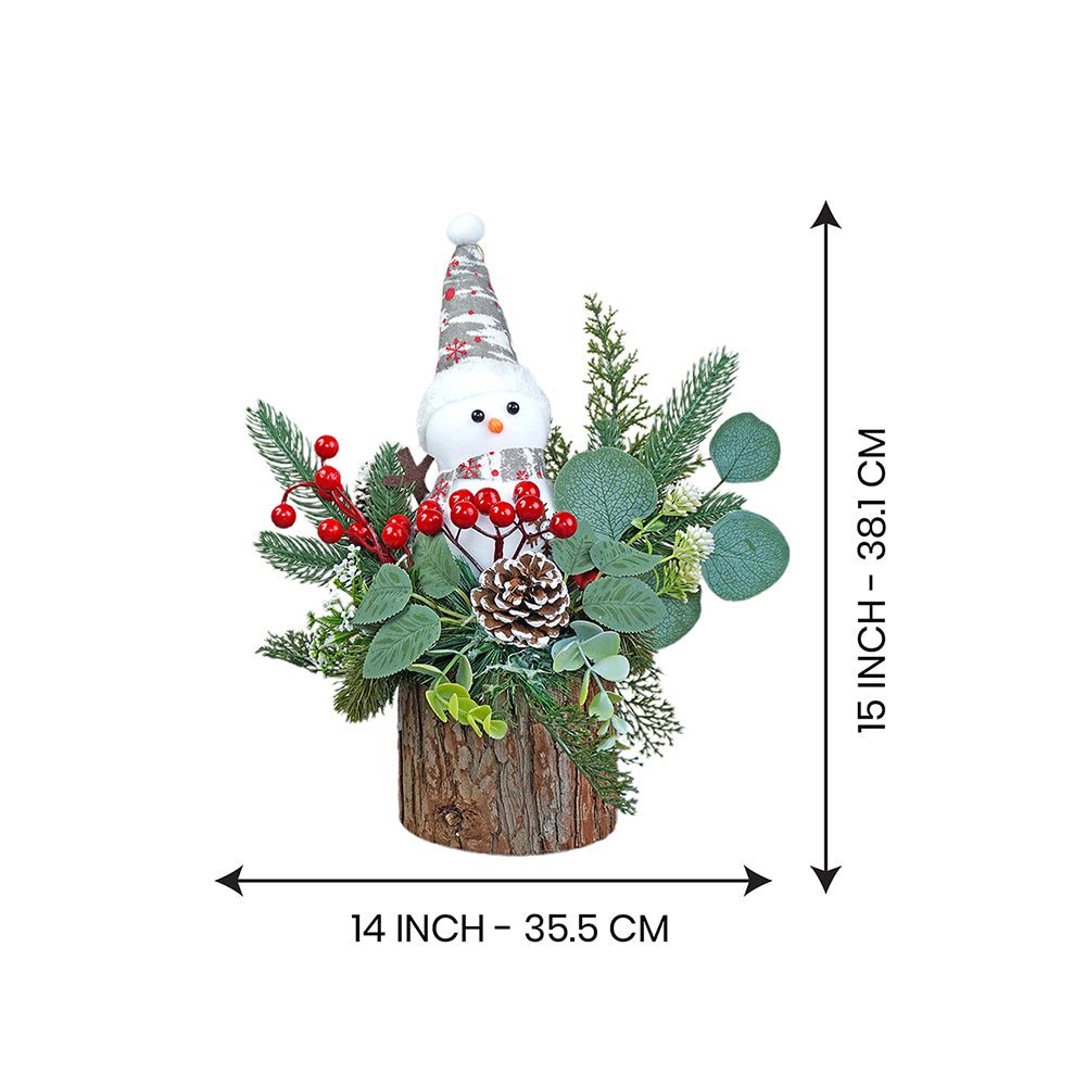 15 inches Snowman with Wood Christmas Table Décor and Christmas Gift for Kids & Adults