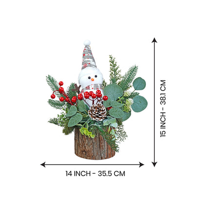 15 inches Snowman with Wood Christmas Table Décor and Christmas Gift for Kids & Adults
