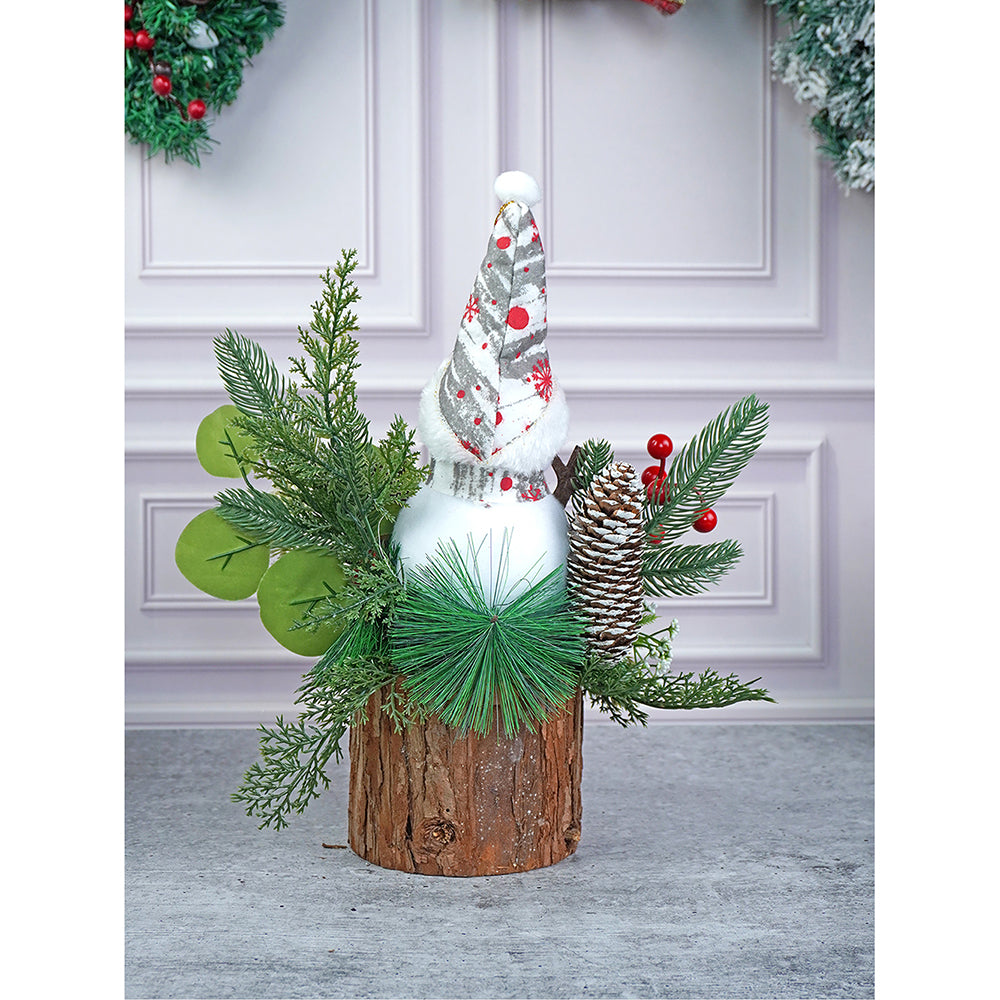 15 inches Snowman with Wood Christmas Table Décor and Christmas Gift for Kids & Adults