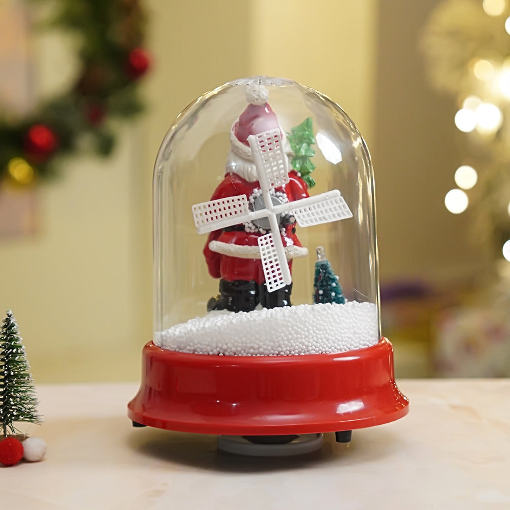 Lucky Stocking & Tree Santa , Musical Snow Globe Dome Christmas Décor and Decoration.