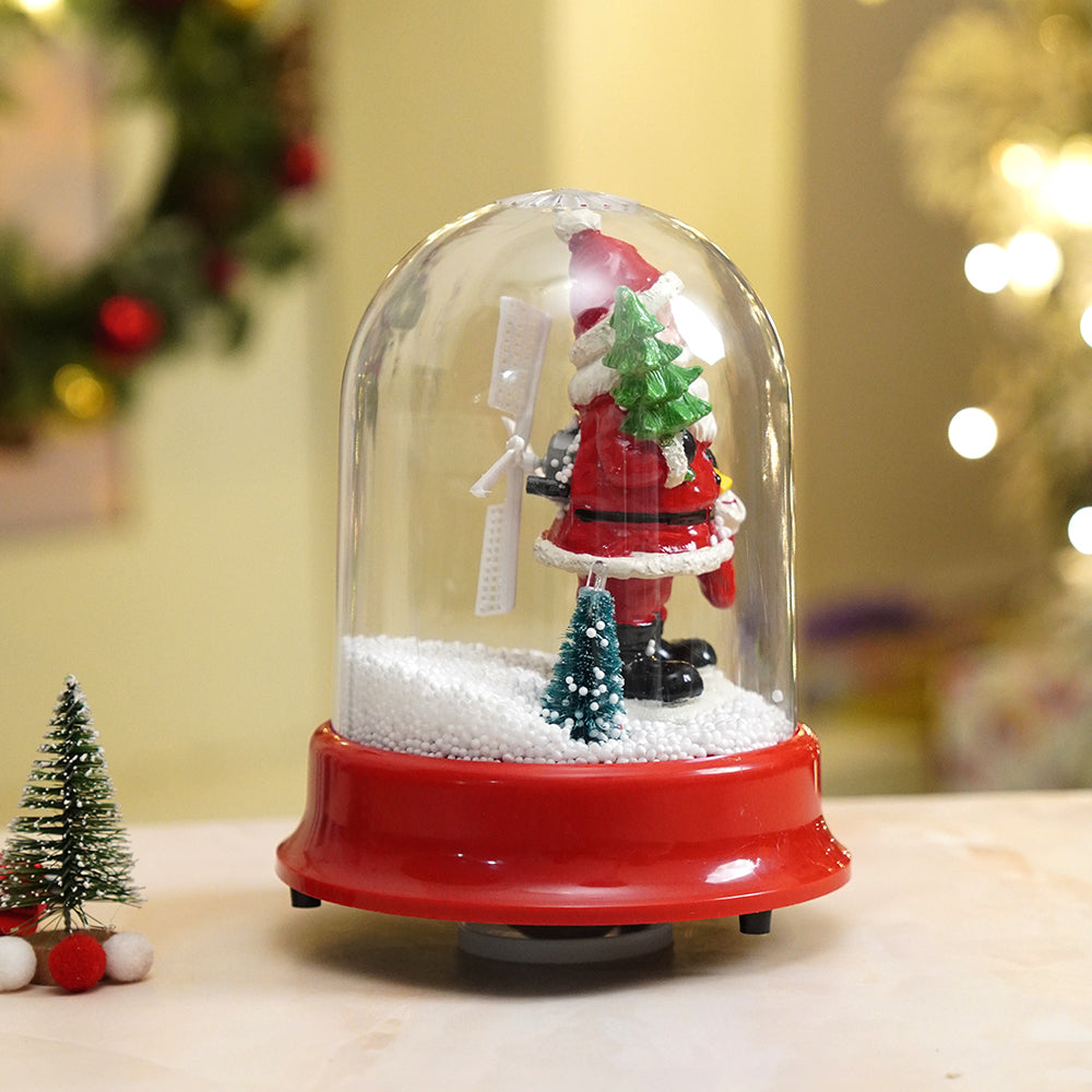 Lucky Stocking & Tree Santa , Musical Snow Globe Dome Christmas Décor and Decoration.