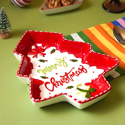 Tree Shape Christmas ceramic serving tray