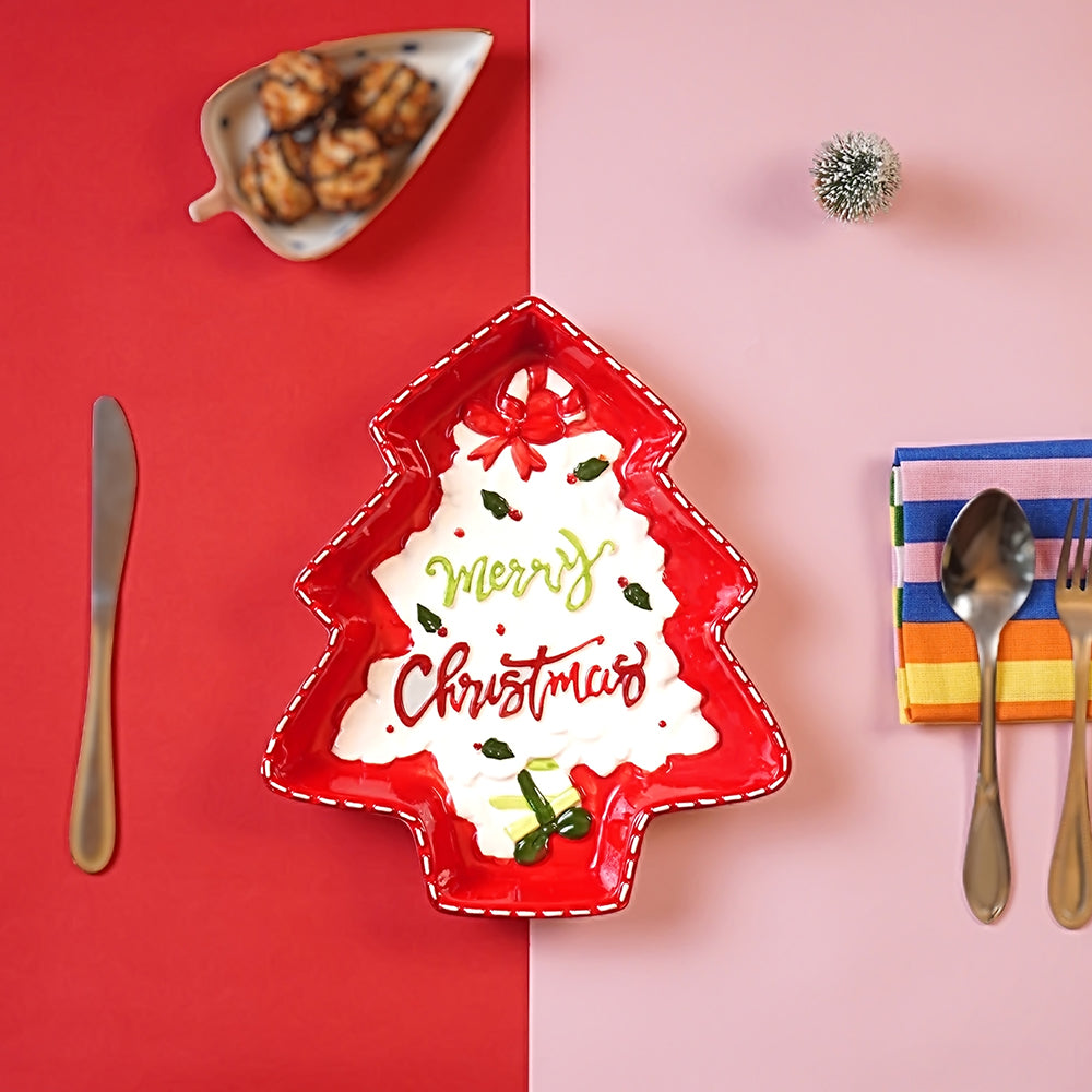 Tree Shape Christmas ceramic serving tray