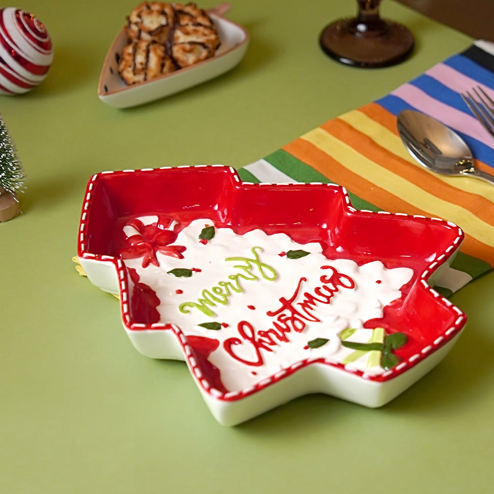 Tree Shape Christmas ceramic serving tray