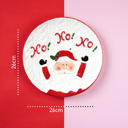 White Knitstyle christmas 10inches Dinner serving ceramic plate