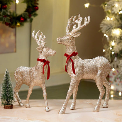 18 inches & 15inches 2pcs  White sequence gold Reindeer Combo Christmas Décor and Decoration
