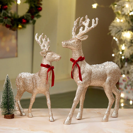 18 inches & 15inches 2pcs  White sequence gold Reindeer Combo Christmas Décor and Decoration