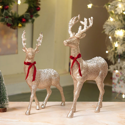 18 inches & 15inches 2pcs  White sequence gold Reindeer Combo Christmas Décor and Decoration