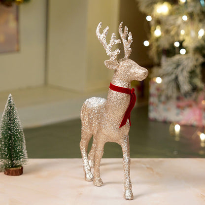 18 inches & 15inches 2pcs  White sequence gold Reindeer Combo Christmas Décor and Decoration
