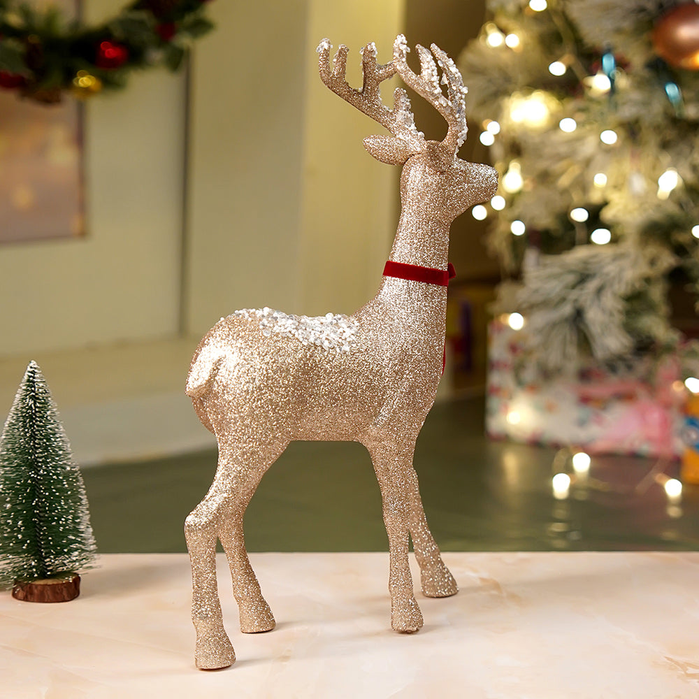 18inches Big white Sequence Gold Reindeer Christmas Décor and Decoration