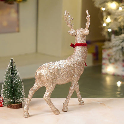 15 inches  White Sequence Gold Reindeer Christmas Décor and Decoration