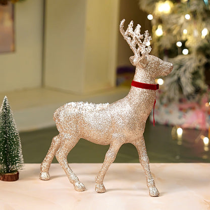 15 inches  White Sequence Gold Reindeer Christmas Décor and Decoration