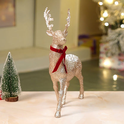 15 inches  White Sequence Gold Reindeer Christmas Décor and Decoration