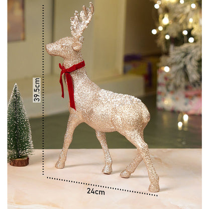 15 inches  White Sequence Gold Reindeer Christmas Décor and Decoration
