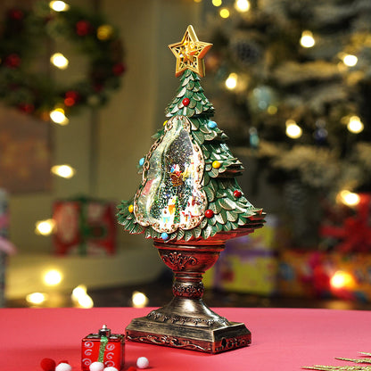 Gold & Green Tree with Musical Glitter Water Lights, Christmas Home & table Décor
