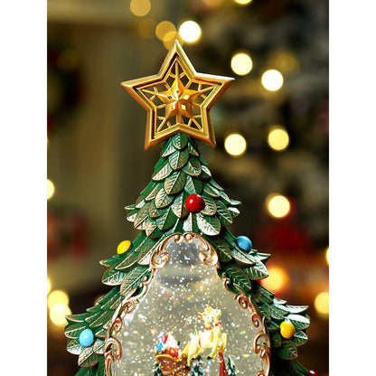 Gold & Green Tree with Musical Glitter Water Lights, Christmas Home & table Décor