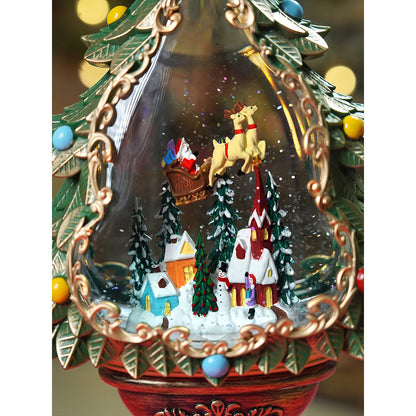 Gold & Green Tree with Musical Glitter Water Lights, Christmas Home & table Décor