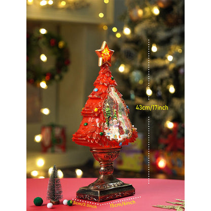 Gold & Red Tree with Musical Glitter Water Lights, Christmas Home & table Décor