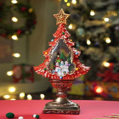 Gold & Red Tree with Musical Glitter Water Lights, Christmas Home & table Décor