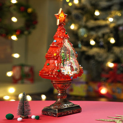 Gold & Red Tree with Musical Glitter Water Lights, Christmas Home & table Décor