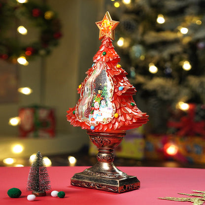 Gold & Red Tree with Musical Glitter Water Lights, Christmas Home & table Décor