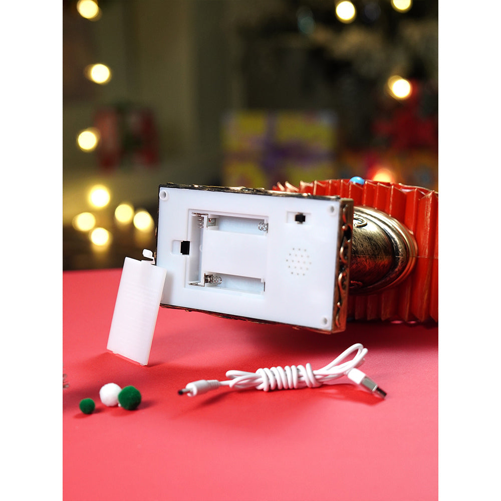 Gold & Red Tree with Musical Glitter Water Lights, Christmas Home & table Décor