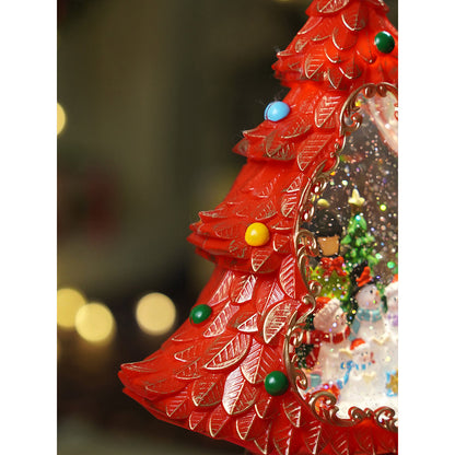 Gold & Red Tree with Musical Glitter Water Lights, Christmas Home & table Décor