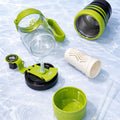 Green Black 4 in one Water Bottle, infuser & mini snack box for teens and Adults, 1000ml