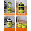Green Black 4 in one Water Bottle, infuser & mini snack box for teens and Adults, 1000ml