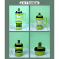 Green Black 4 in one Water Bottle, infuser & mini snack box for teens and Adults, 1000ml
