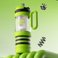 Green Black 4 in one Water Bottle, infuser & mini snack box for teens and Adults, 1000ml