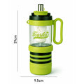 Green Black 4 in one Water Bottle, infuser & mini snack box for teens and Adults, 1000ml