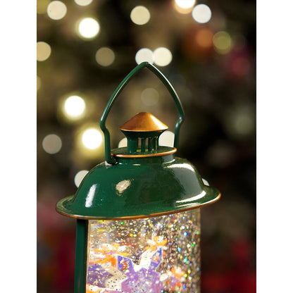 Green Lantern with Musical and Rotating Glitter Water Lights, Christmas home décor and decoration