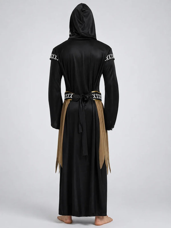 Spooky Black Robe Adult Halloween costume Fancy Dress Up