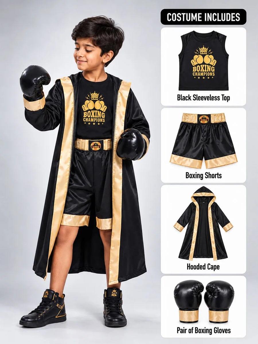 Black & Gold Boxer, Kids Halloween Costume Fancy Dress Up